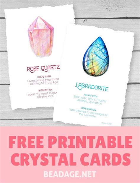 Free Printable Crystal Meaning Cards